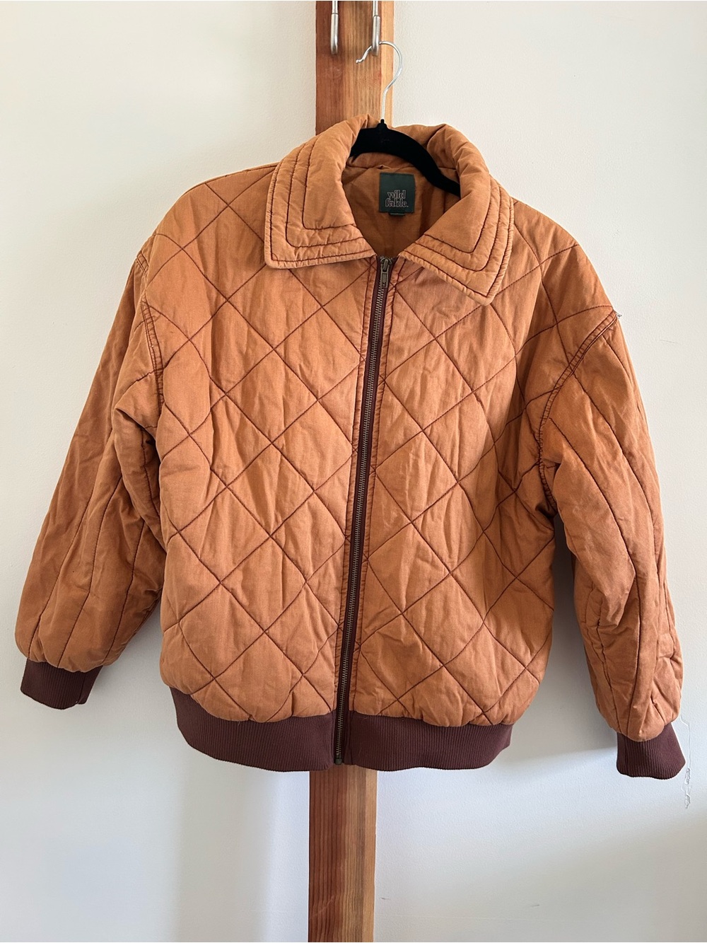 wild fable Quilted Bomber Jacket in Rust Brown